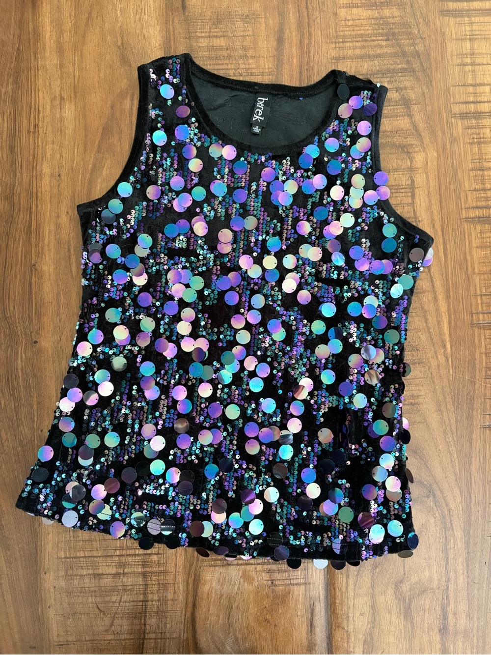 Berek Iridescent Sequin Black Tank Top Small